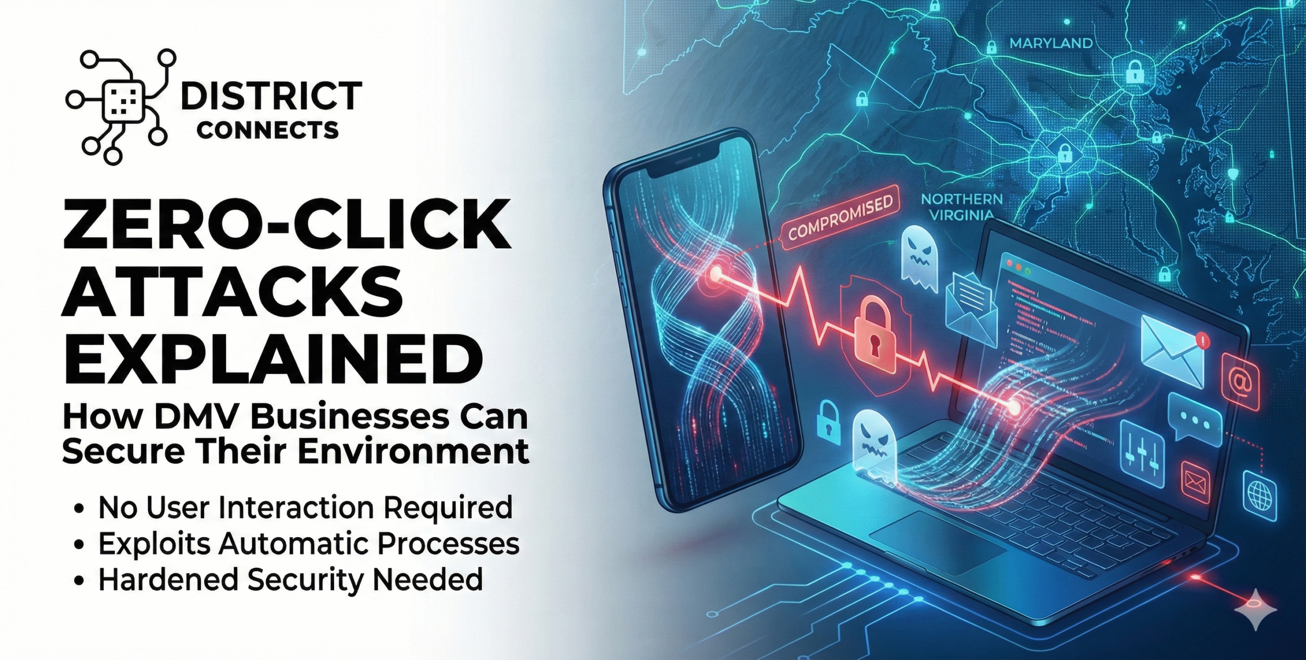 Zero-click attacks illustration for DMV business cybersecurity