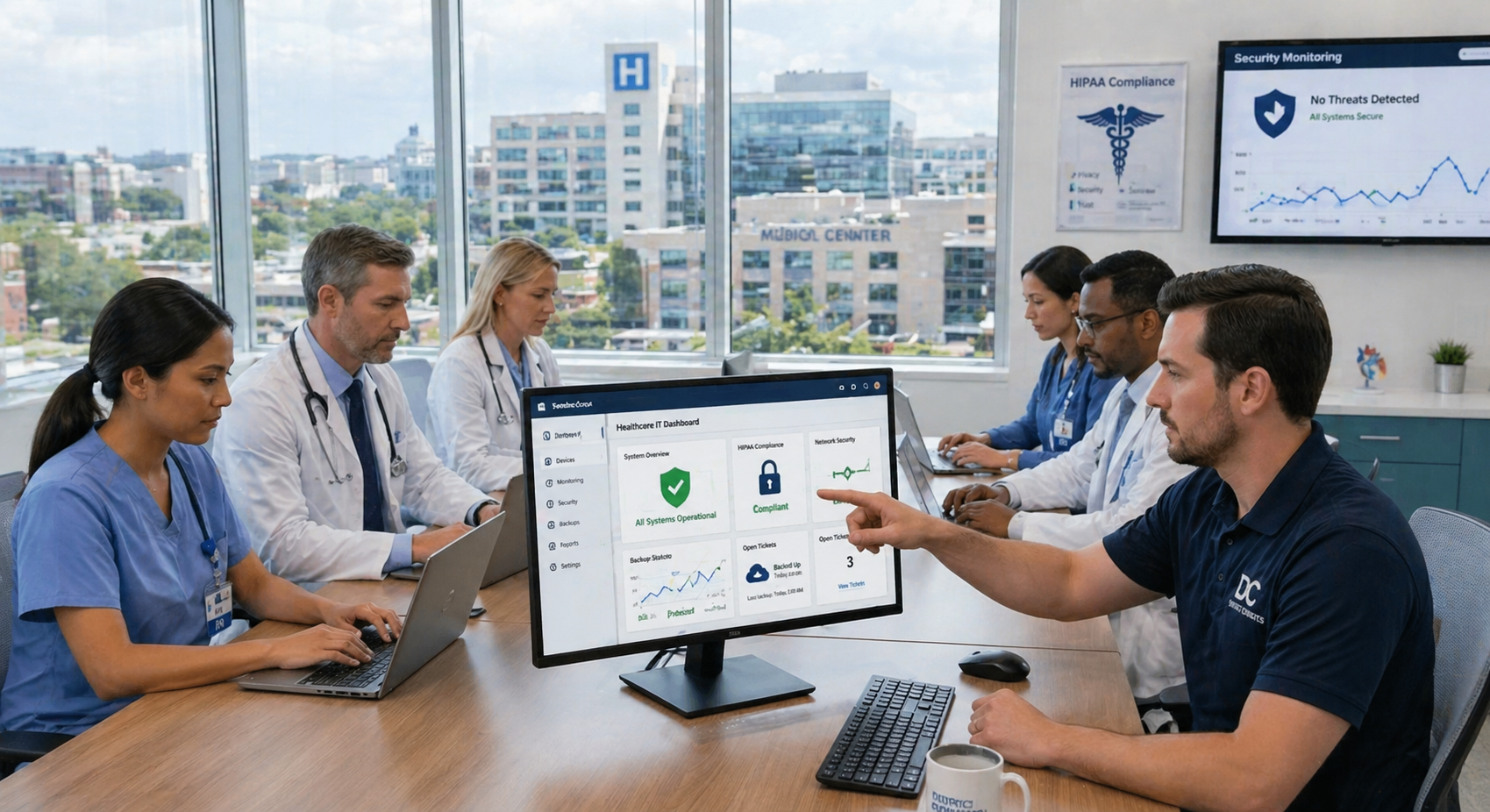 Managed IT services for healthcare providers in the DMV — HIPAA-compliant IT support for medical practices in Washington DC, Maryland, and Northern Virginia