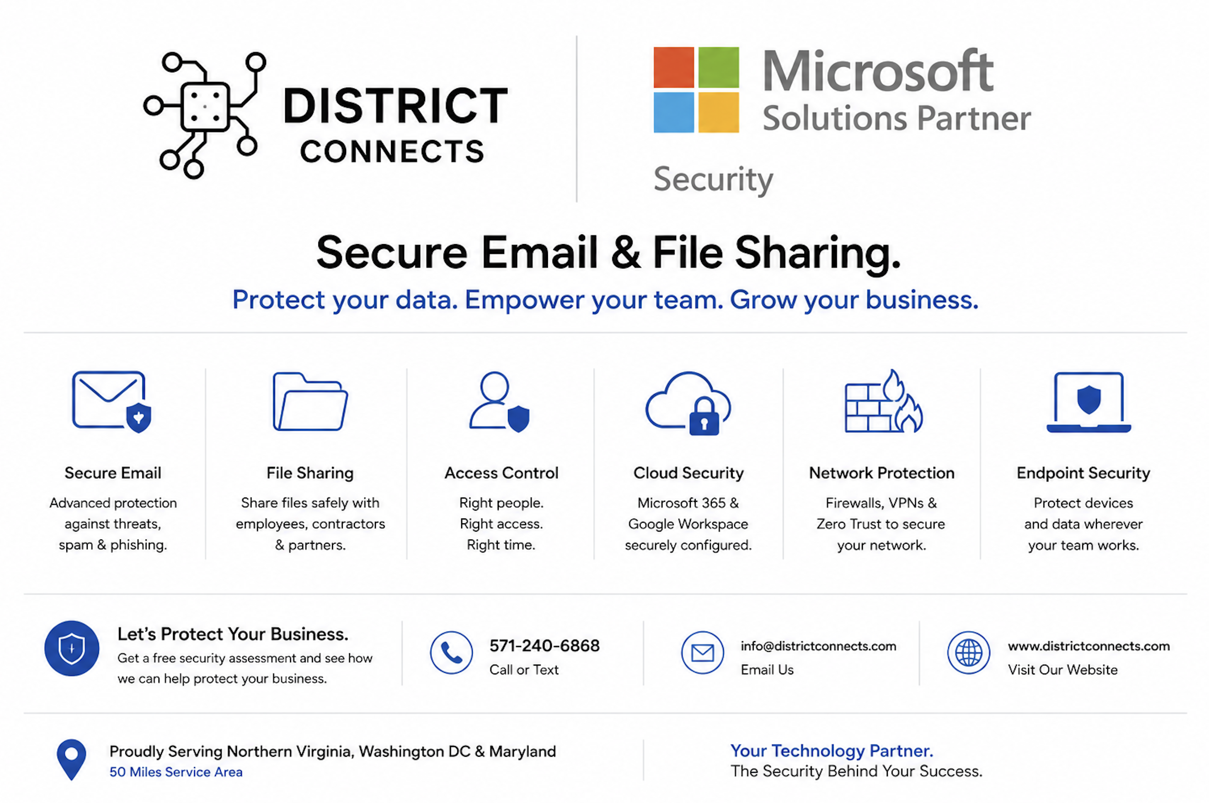Secure email and file sharing for businesses in Northern Virginia, DC, and Maryland